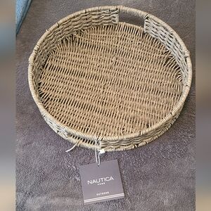 Nautica Home Woven Wicker Decor Basket/Serving Tray NWT
